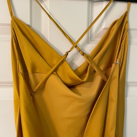 Lovers & Friends Boa Cowl Neck Yellow Satin Dress - Picture 6 of 8